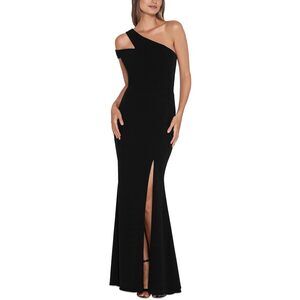 Xscape Long Scuba Crepe One Shoulder Strap Black 10